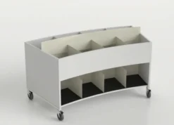 Bac à BD courbe sur roulettes Nova - adulte - l. 120 cm - 2 niveaux - 8 cases et 8 niches