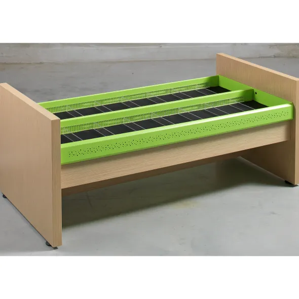 Bac à CD et DVD sur pieds mélaminé Magisteo - enfant - l. 120 cm
