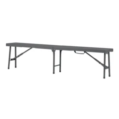 Banc pliant valise Zang - résine de synthèse - l. 184 cm - gris foncé - adapté à 1 table pliante valise