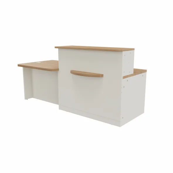 Banque d'accueil droite Epure - l. 220 x pr. 91,5 cm - comptoir bas PMR à droite côté utilisateur