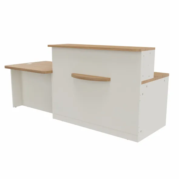 Banque d'accueil droite Epure - l. 240 x pr. 91,5 cm - comptoir bas PMR à droite côté utilisateur