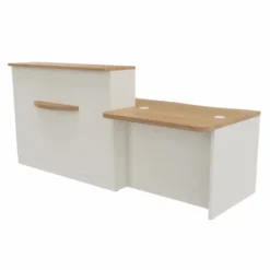 Banque d'accueil droite Epure - l. 240 x pr. 91,5 cm - comptoir bas PMR à gauche côté utilisateur
