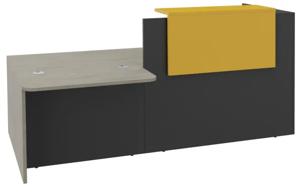 Banque d'accueil droite Ola - l. 242,5 x pr. 115 cm - avec comptoir bas PMR