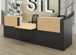 Banque d'accueil droite Ola - l. 242,5 x pr. 115 cm - avec comptoir bas PMR