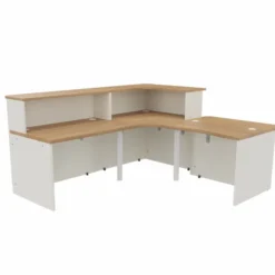 Banque d'accueil en L Epure - l. 225 x pr. 205 cm - angle à droite côté utilisateur - comptoir bas PMR
