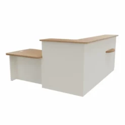 Banque d'accueil en L Epure - l. 245 x pr. 205 cm - angle à droite côté utilisateur - comptoir bas PMR