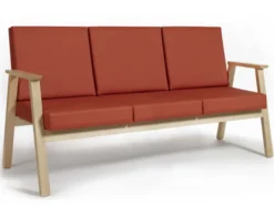 Banquette 3 places avec accoudoirs Cadeo - structure hêtre - textile enduit