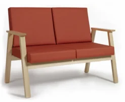 Banquette 2 places avec accoudoirs Cadeo - structure hêtre - textile enduit