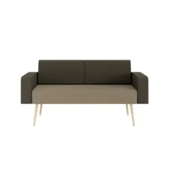 Banquette 2 places avec accoudoirs Modul@ - tissu V - pieds chêne vernis naturel