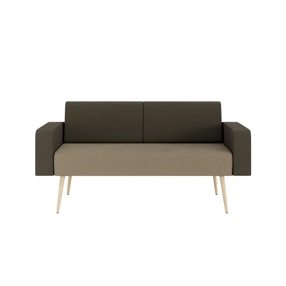 Banquette 2 places avec accoudoirs Modul@ - tissu V - pieds chêne vernis naturel