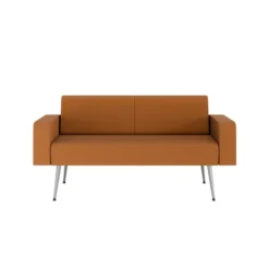 Banquette 2 places avec accoudoirs Modul@ - textile enduit - pieds métal