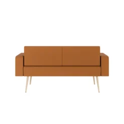 Banquette 2 places avec accoudoirs Modul@ - textile enduit - pieds chêne vernis naturel