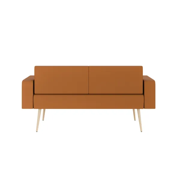 Banquette 2 places avec accoudoirs Modul@ - textile enduit - pieds chêne vernis naturel