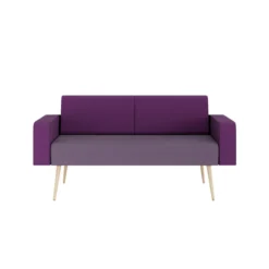 Banquette 2 places avec accoudoirs Modul@ - tissu D - pieds chêne vernis naturel