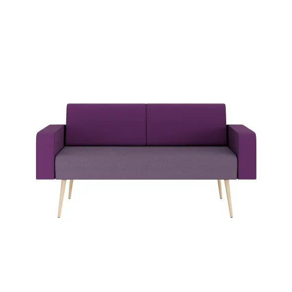 Banquette 2 places avec accoudoirs Modul@ - tissu D - pieds chêne vernis naturel