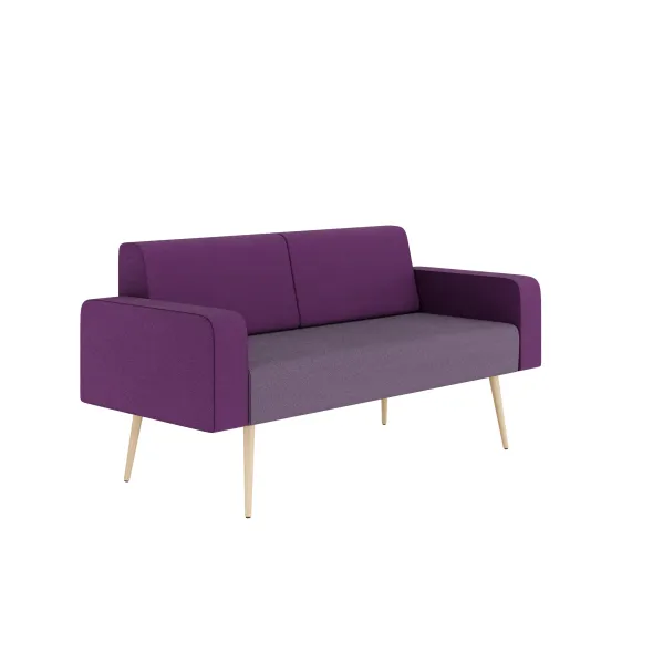 Banquette 2 places avec accoudoirs Modul@ - tissu D - pieds chêne vernis naturel
