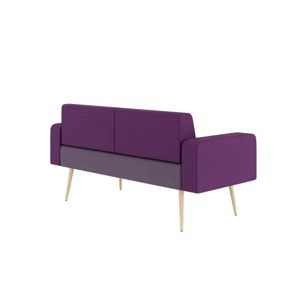 Banquette 2 places avec accoudoirs Modul@ - tissu D - pieds chêne vernis naturel