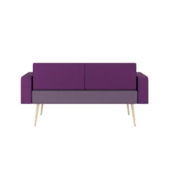 Banquette 2 places avec accoudoirs Modul@ - tissu D - pieds chêne vernis naturel