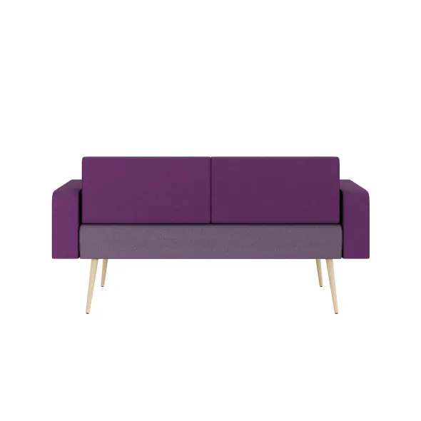 Banquette 2 places avec accoudoirs Modul@ - tissu D - pieds chêne vernis naturel