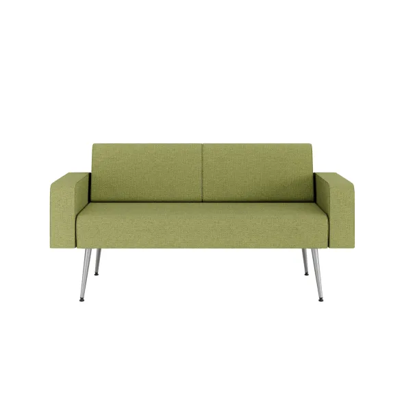 Banquette 2 places avec accoudoirs Modul@ - tissu N - pieds métal