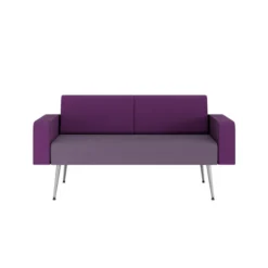 Banquette 2 places avec accoudoirs Modul@ - tissu D - pieds métal