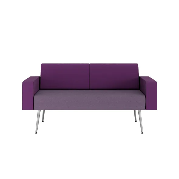 Banquette 2 places avec accoudoirs Modul@ - tissu D - pieds métal