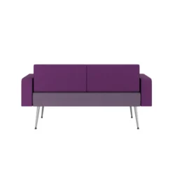 Banquette 2 places avec accoudoirs Modul@ - tissu D - pieds métal
