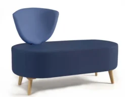 Banquette 2 places Bulle - 1 dossier - pieds hêtre - assise et dossier bicolores - tissu