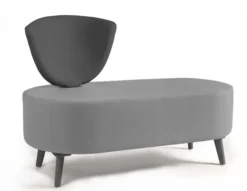 Banquette 2 places Bulle - 1 dossier - pieds hêtre - assise et dossier bicolores - tissu