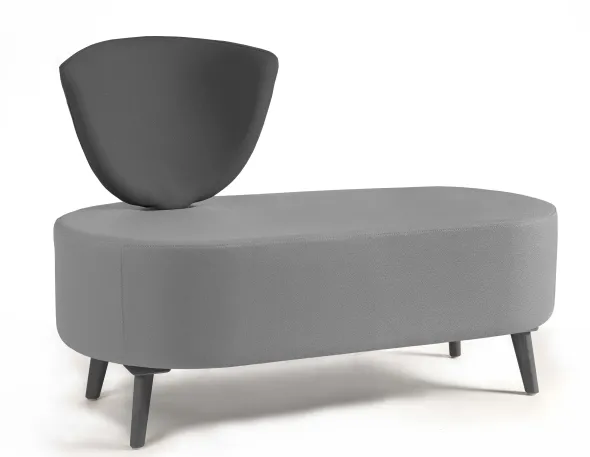 Banquette 2 places Bulle - 1 dossier - pieds hêtre - assise et dossier bicolores - tissu