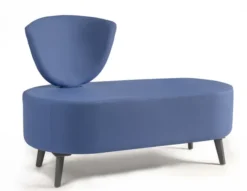 Banquette 2 places Bulle - 1 dossier - pieds hêtre - unicolore - tissu