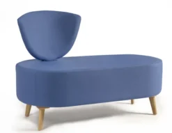 Banquette 2 places Bulle - 1 dossier - pieds hêtre - unicolore - tissu
