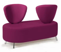Banquette 2 places Bulle - dossier inversé - pieds chromés - unicolore - textile enduit