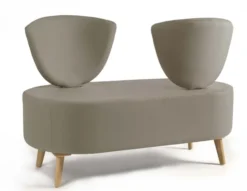Banquette 2 places Bulle - dossier inversé - pieds hêtre - unicolore - tissu