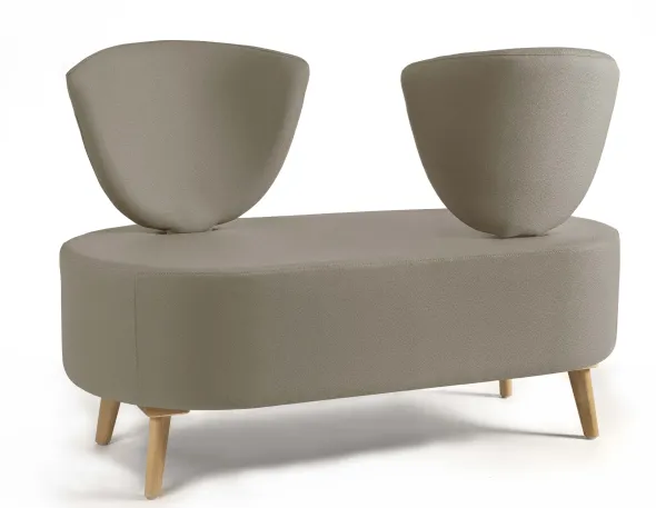 Banquette 2 places Bulle - dossier inversé - pieds hêtre - unicolore - tissu