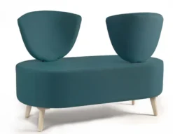Banquette 2 places Bulle - dossier inversé - pieds hêtre - unicolore - tissu