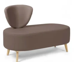 Banquette 2 places Bulle - 1 dossier - pieds hêtre - unicolore - textile enduit