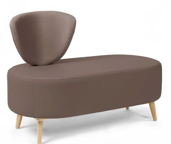 Banquette 2 places Bulle - 1 dossier - pieds hêtre - unicolore - textile enduit