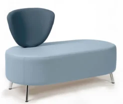 Banquette 2 places Bulle - 1 dossier - pieds chromés - assise et dossier bicolores - textile enduit