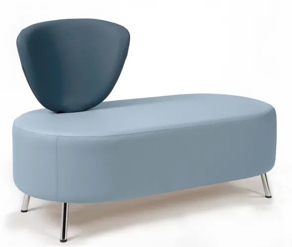 Banquette 2 places Bulle - 1 dossier - pieds chromés - assise et dossier bicolores - textile enduit