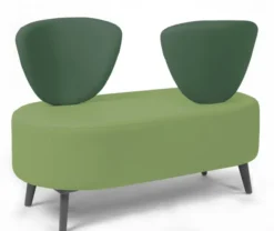 Banquette 2 places Bulle - dossier inversé - pieds hêtre - assise et dossier bicolores - textile enduit