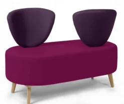 Banquette 2 places Bulle - dossier inversé - pieds hêtre - assise et dossier bicolores - textile enduit