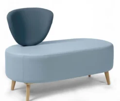 Banquette 2 places Bulle - 1 dossier - pieds hêtre - assise et dossier bicolores - textile enduit