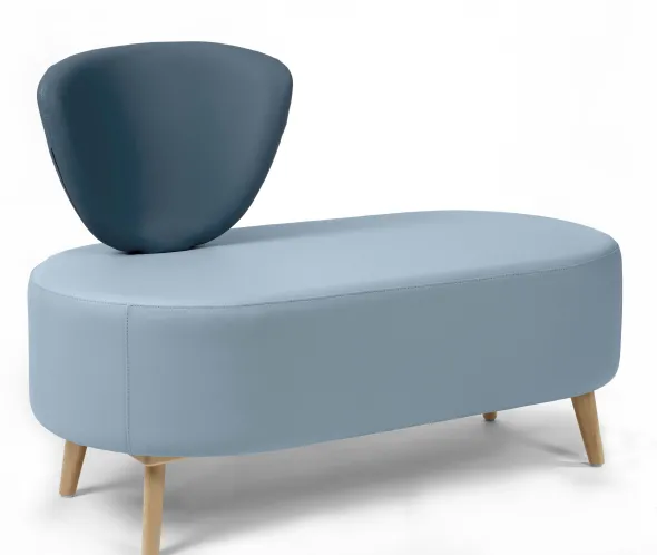 Banquette 2 places Bulle - 1 dossier - pieds hêtre - assise et dossier bicolores - textile enduit