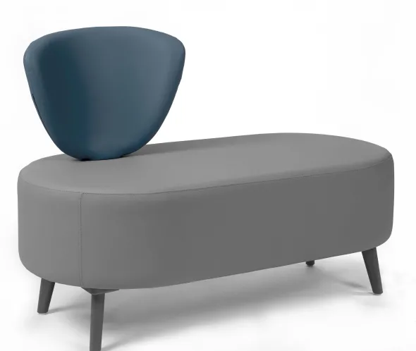 Banquette 2 places Bulle - 1 dossier - pieds hêtre - assise et dossier bicolores - textile enduit