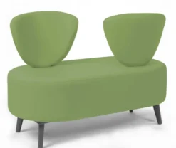 Banquette 2 places Bulle - dossier inversé - pieds hêtre - unicolore - textile enduit