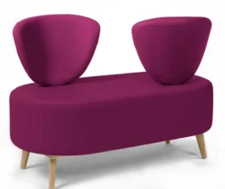 Banquette 2 places Bulle - dossier inversé - pieds hêtre - unicolore - textile enduit