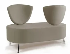 Banquette 2 places Bulle - dossier inversé - pieds chromés - unicolore - tissu