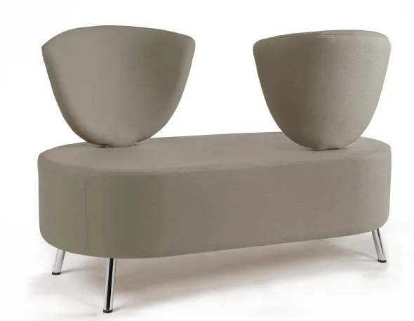 Banquette 2 places Bulle - dossier inversé - pieds chromés - unicolore - tissu