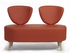 Banquette 2 places Bulle - pieds hêtre - unicolore - textile enduit